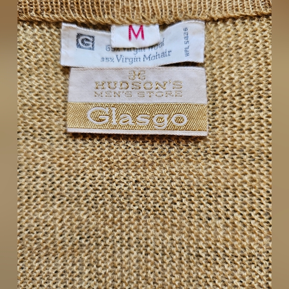 Vintage Hudson's Glasgo Men's Cardigan Mustard Gold Virgin Mohair & Wool size M - Picture 6 of 6